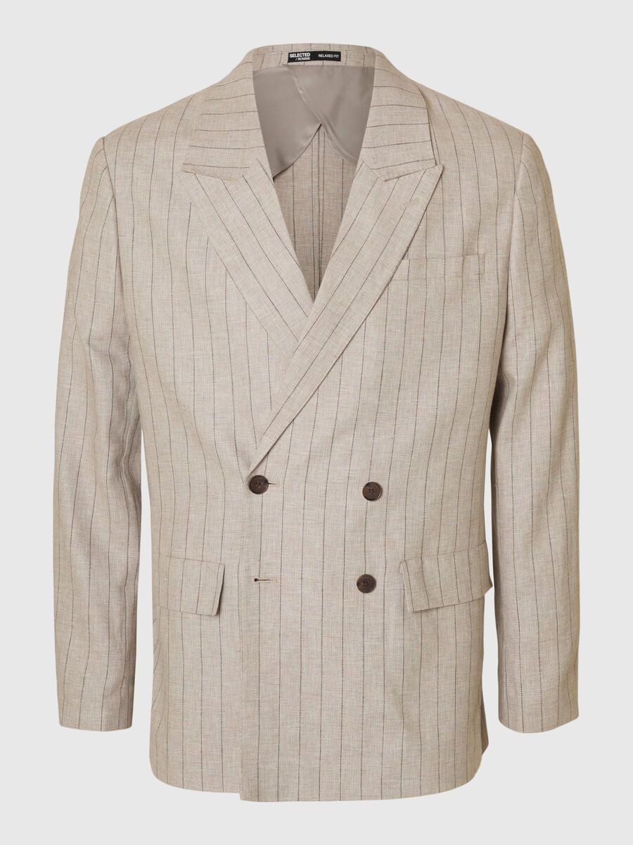 Selected LINEN BLEND BLAZER, Oatmeal, highres - 16097642_Oatmeal_1183373_001.jpg