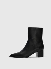 LEDER STIEFELETTEN, Black, highres
