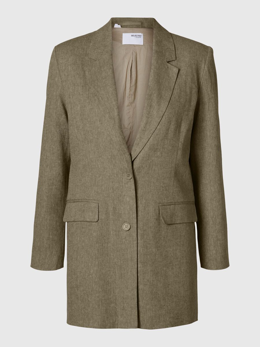 Selected RELAXED FIT LEINENMIX BLAZER, Covert Green, highres - 16096482_CovertGreen_001.jpg