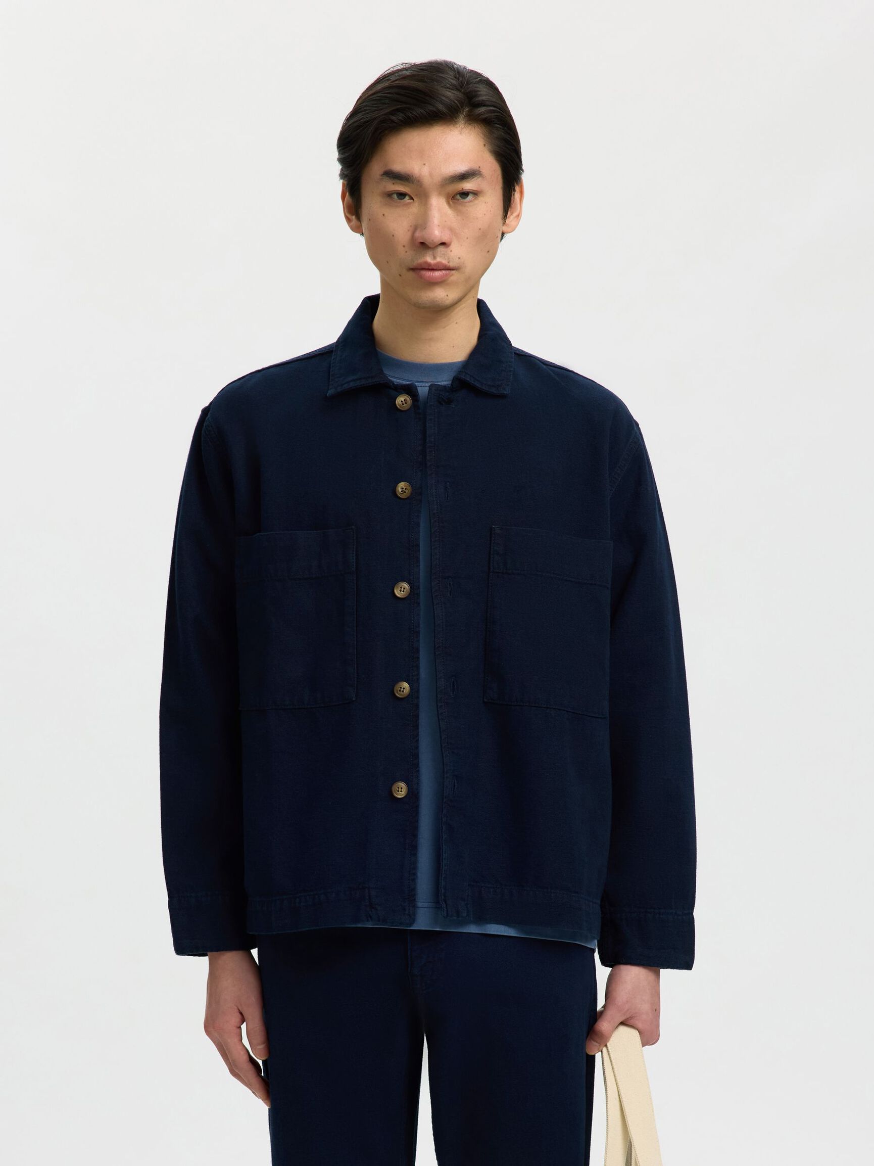 RELAXED FIT DENIM OVERSHIRT, Dark Blue Denim, highres