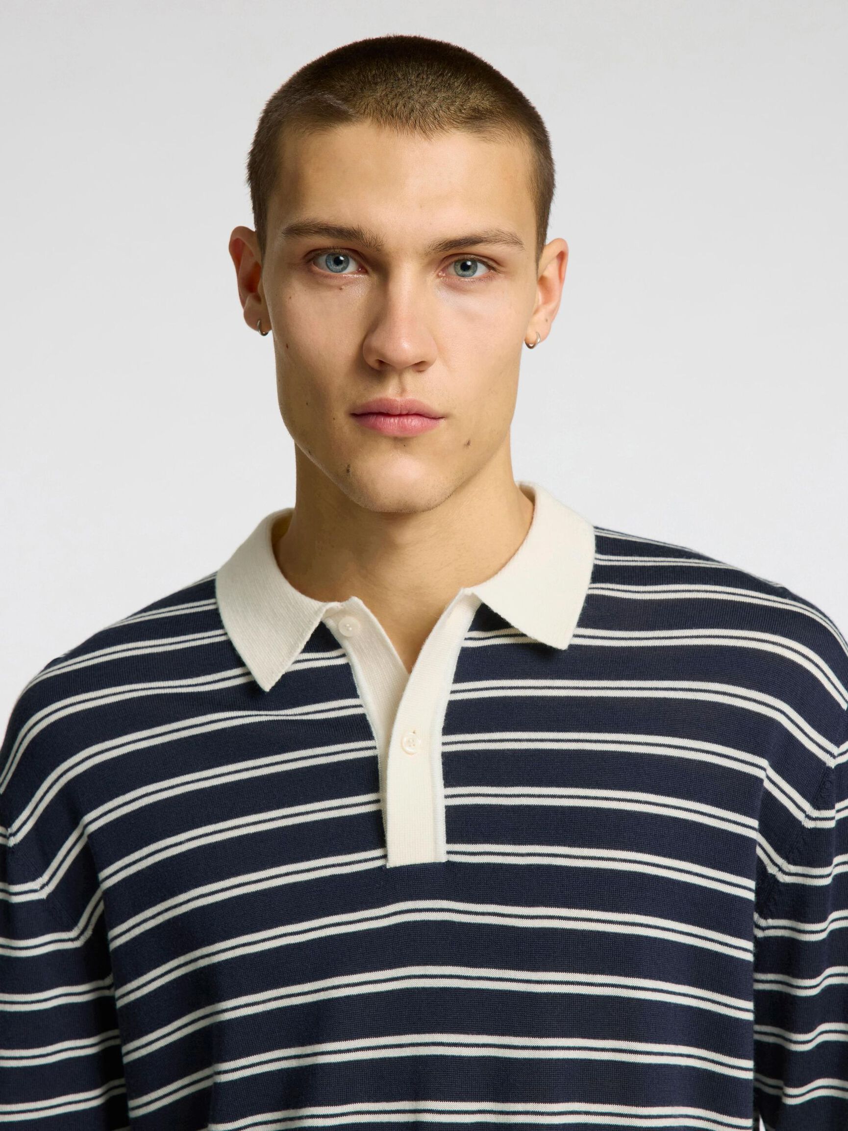 100% MERINO WOOL LONG-SLEEVED POLO, Outer Space, highres