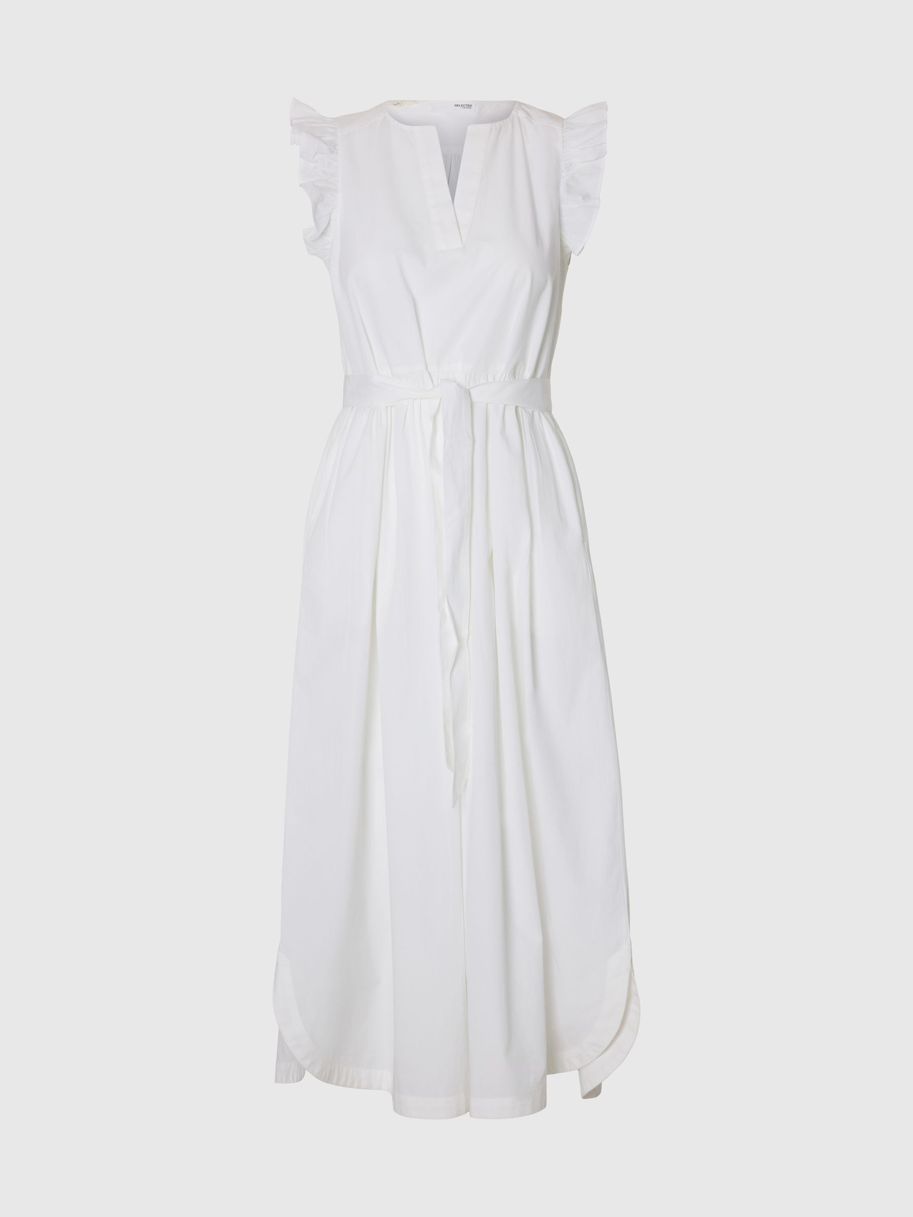 TAILLENGÜRTEL MAXIKLEID, Bright White, highres