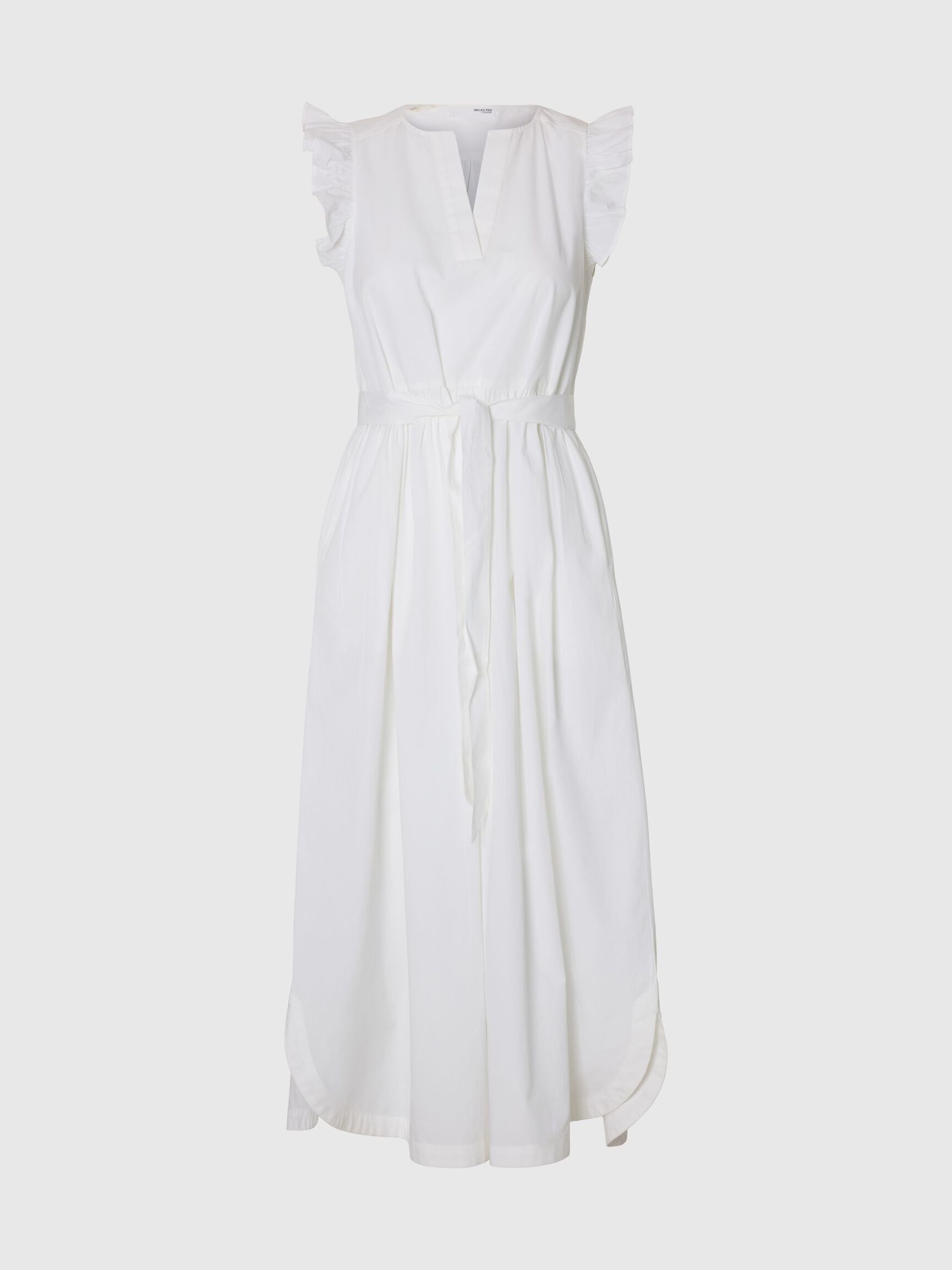 TAILLENGÜRTEL MAXIKLEID, Bright White, highres