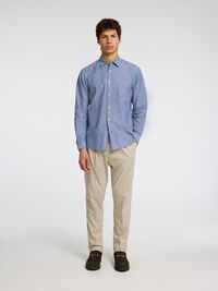 LONG SLEEVED SHIRT, Medium Blue Denim, highres