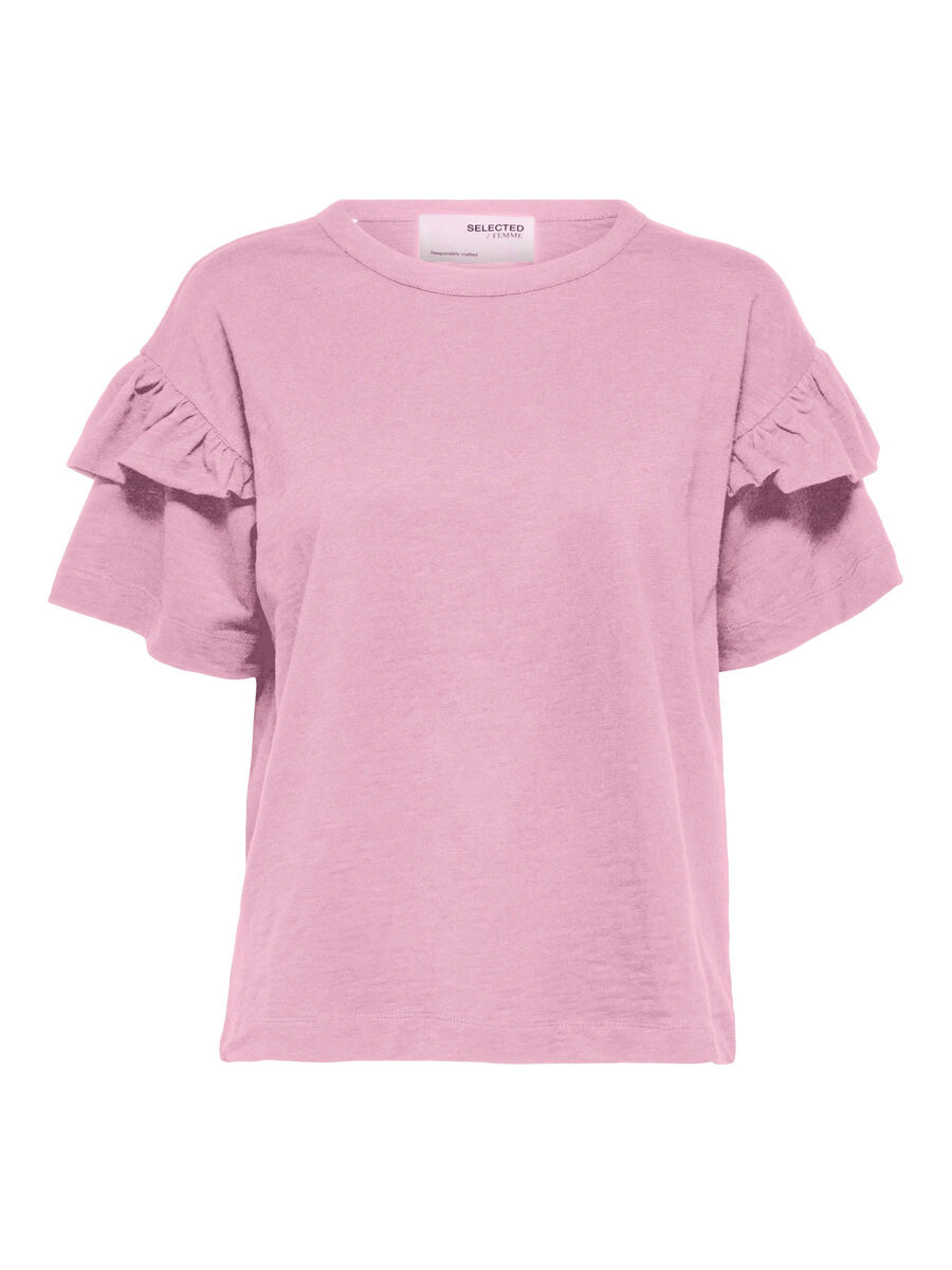 Selected VOLANTE DE ALGODÓN CAMISETA, Sweet Lilac, highres - 16079837_SweetLilac_001.jpg