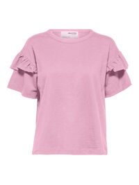 COTTON RUFFLE  T-SHIRT, Sweet Lilac, highres