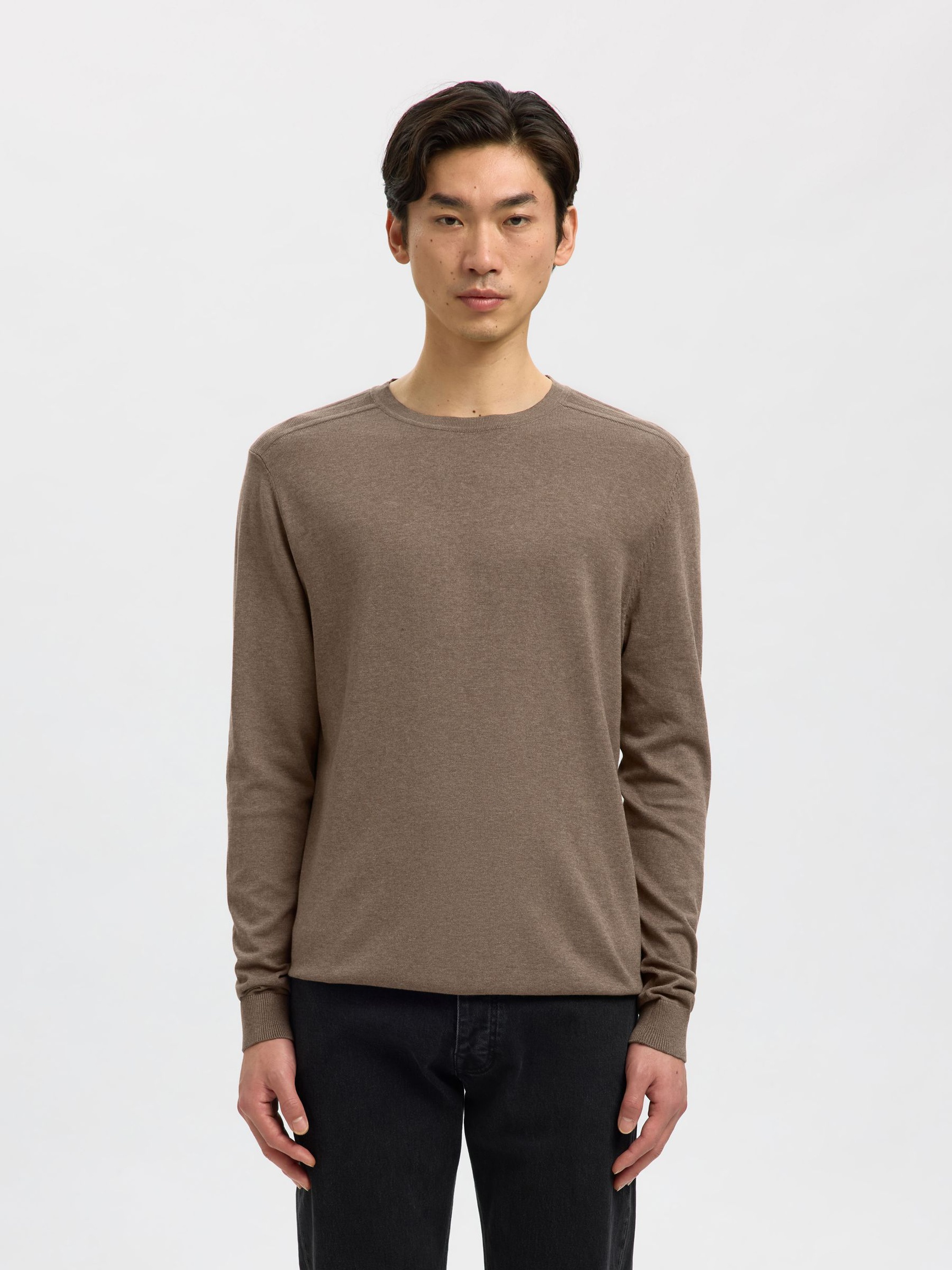 MANCHES LONGUES PULL RAS DU COU, Teak, highres
