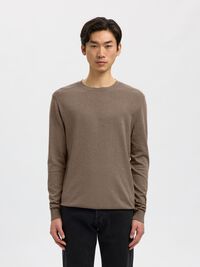 LONG-SLEEVED KNITTED JUMPER, Teak, highres