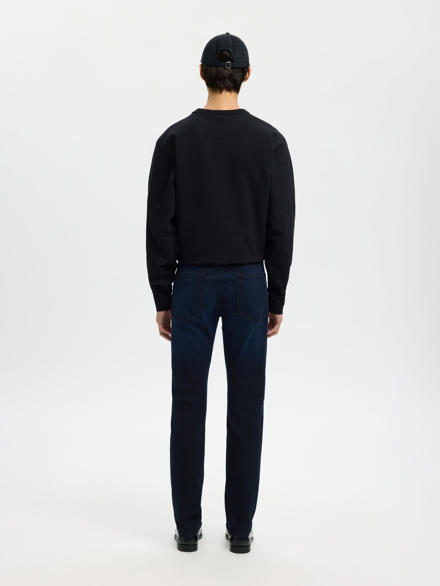 75 MØRK VASK SLIM FIT JEANS, Blue Black Denim, highres