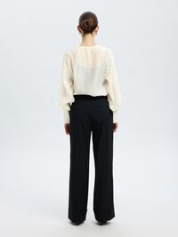 V-NECK LONG SLEEVED BLOUSE, Birch, highres
