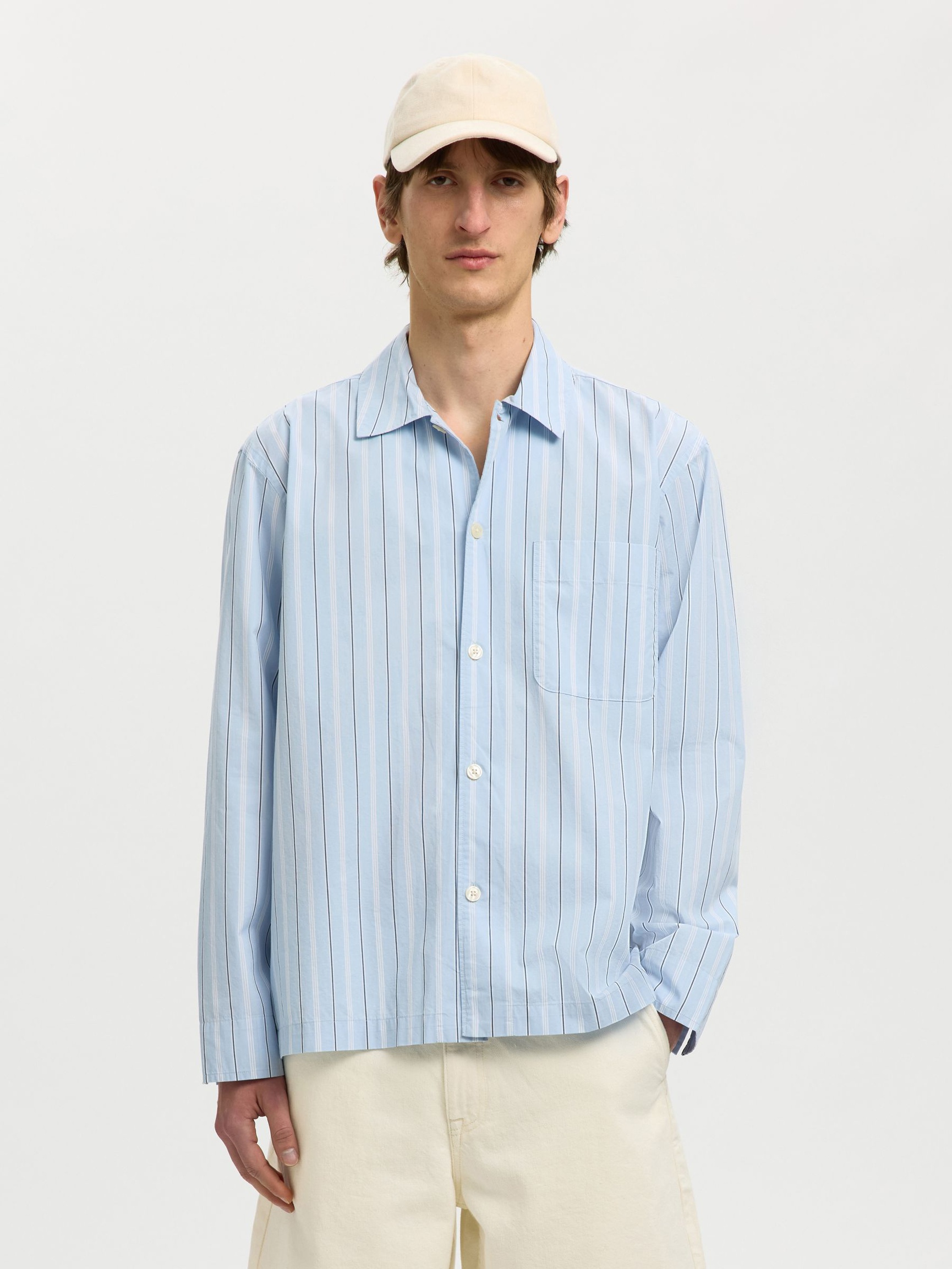 RELAXED FIT LONG SLEEVED SHIRT, Cashmere Blue, highres