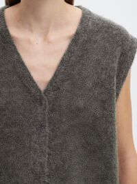 WOOL BLEND KNITTED VEST, Medium Grey Melange, highres