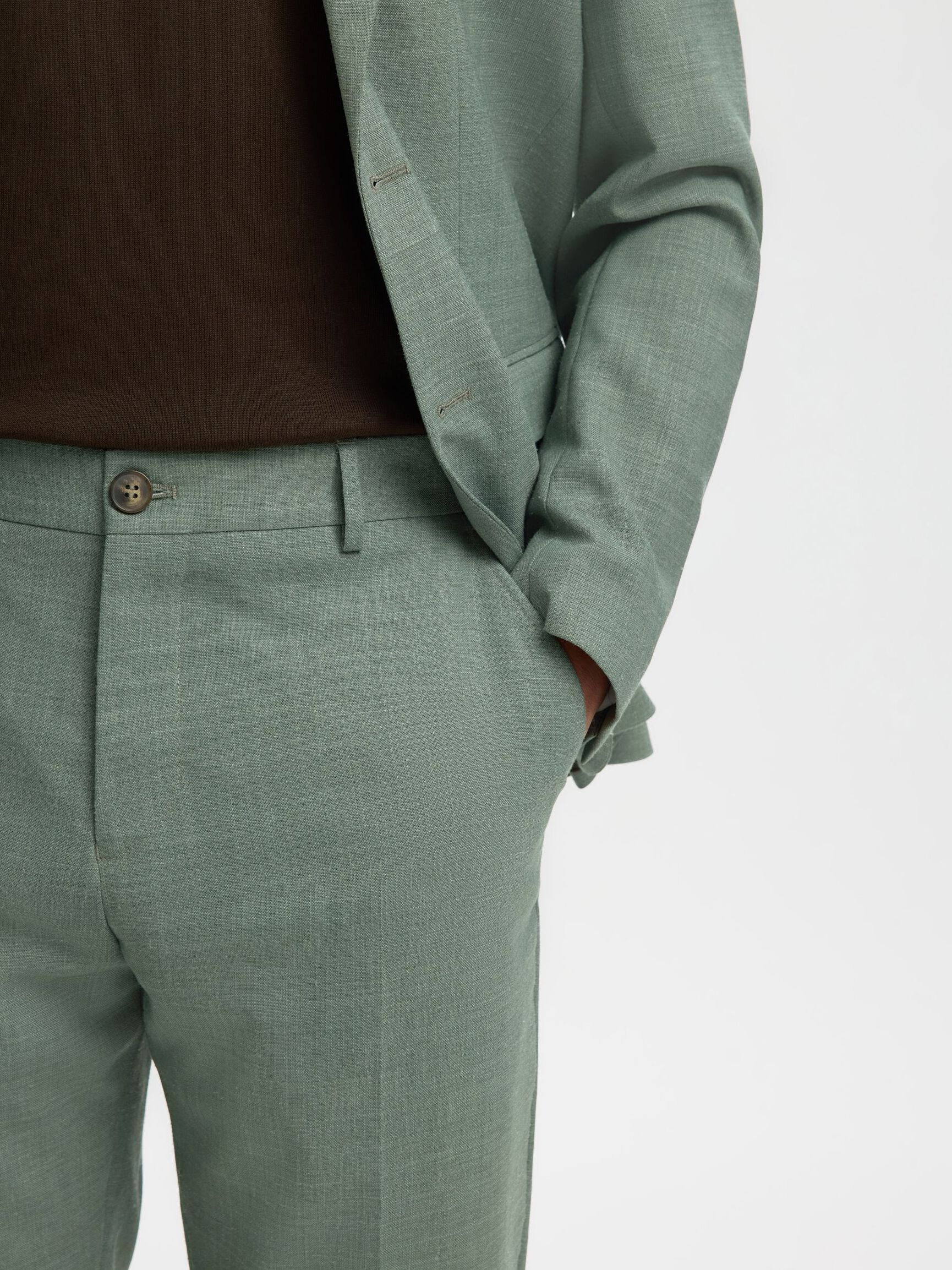 SLIM FIT ANZUGHOSE, Light Green Melange, highres