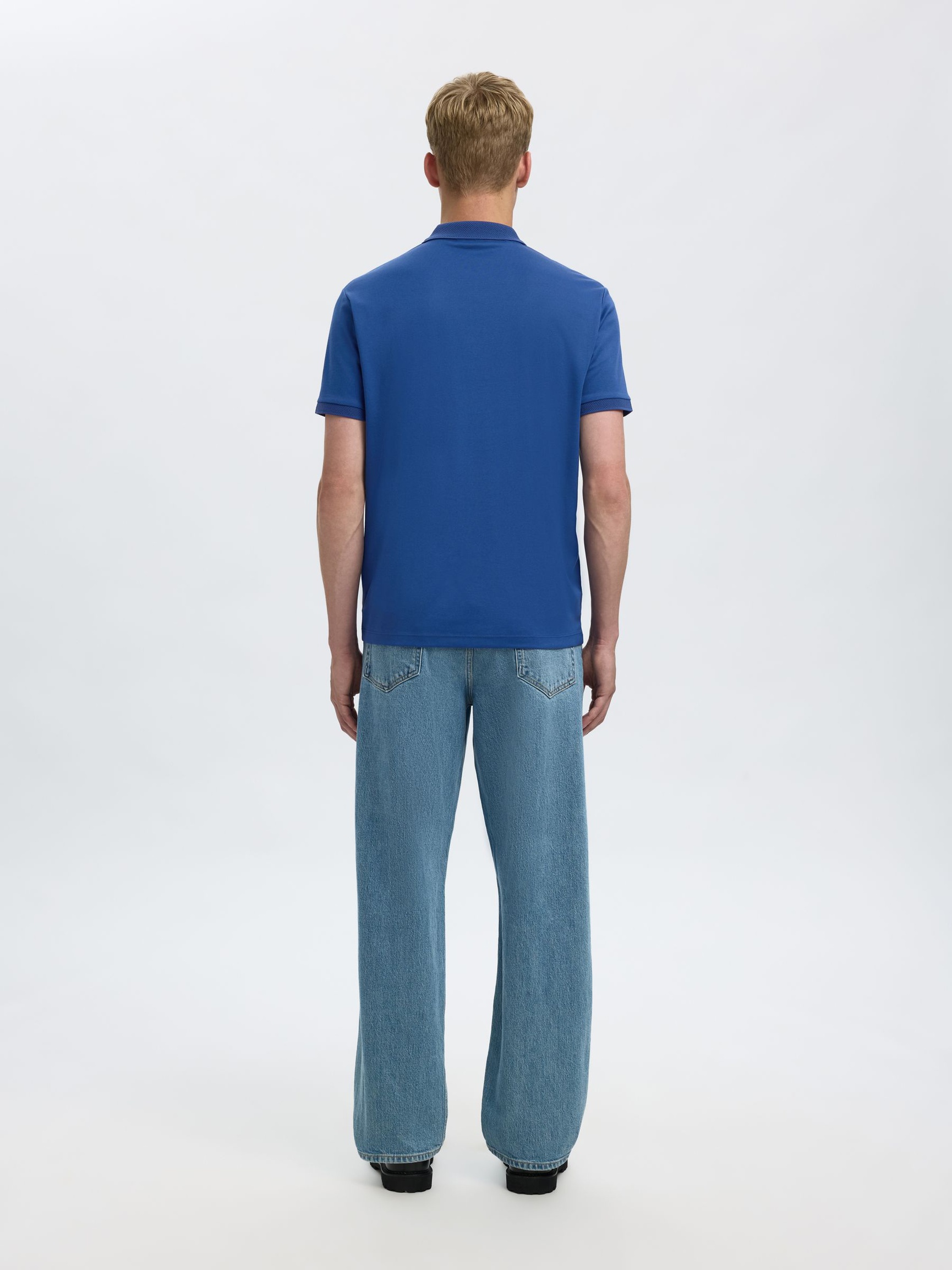 ZIPPER KNITTED POLO SHIRT, Set Sail, highres