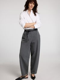 TAILORED BARREL FIT TROUSERS, Dark Grey, highres
