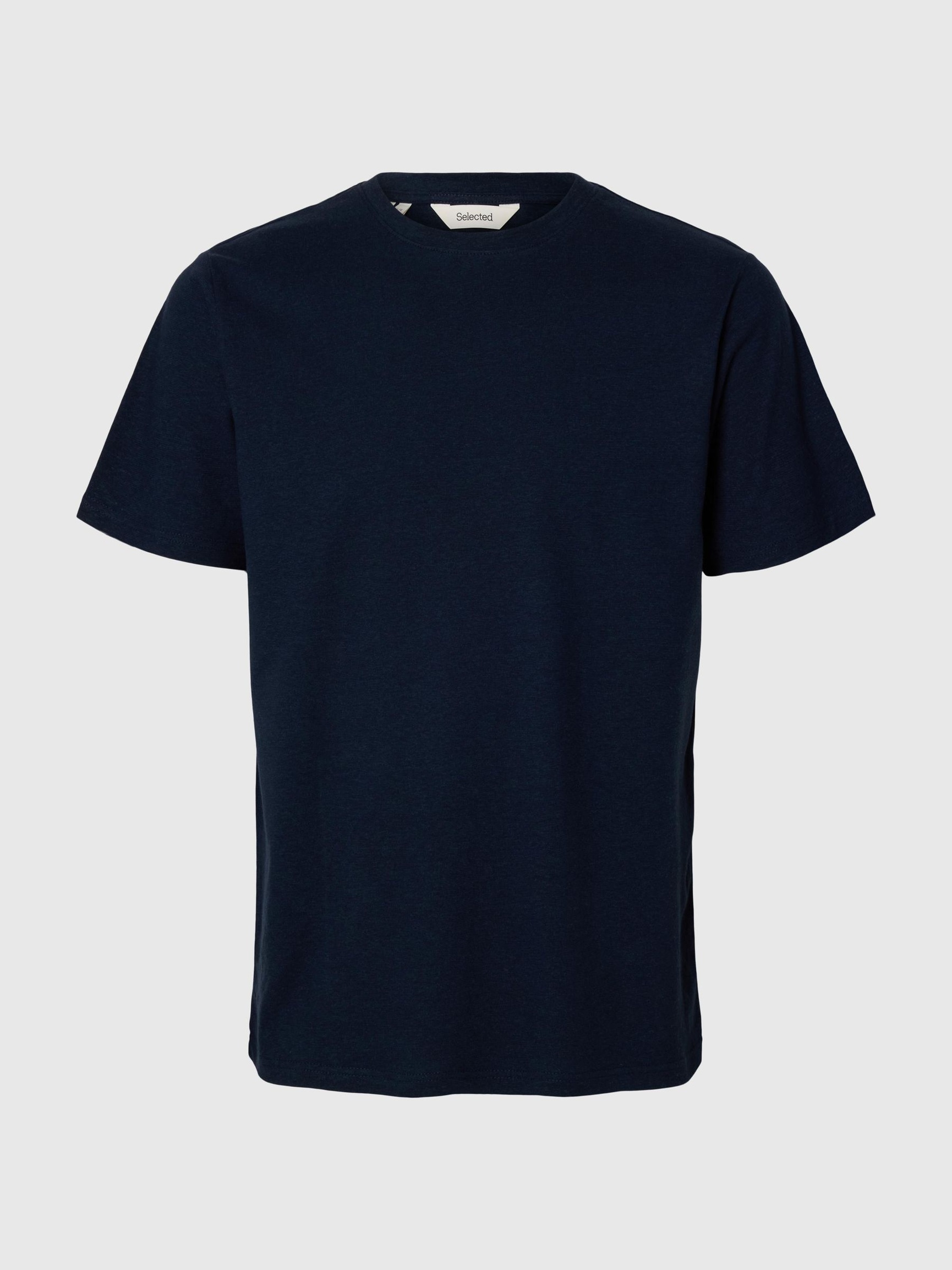LINEN BLEND T-SHIRT, Sky Captain, highres