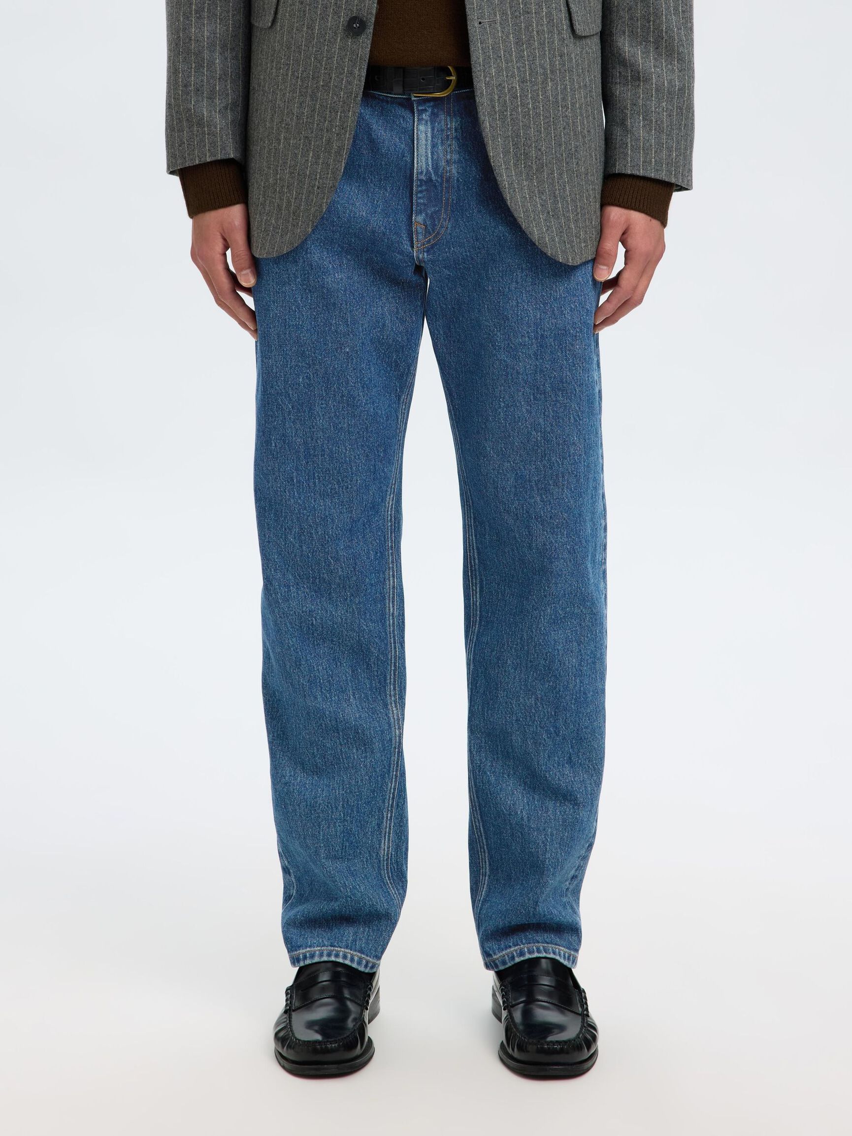 196 STRAIGHT FIT JEANS, Medium Blue Denim, highres