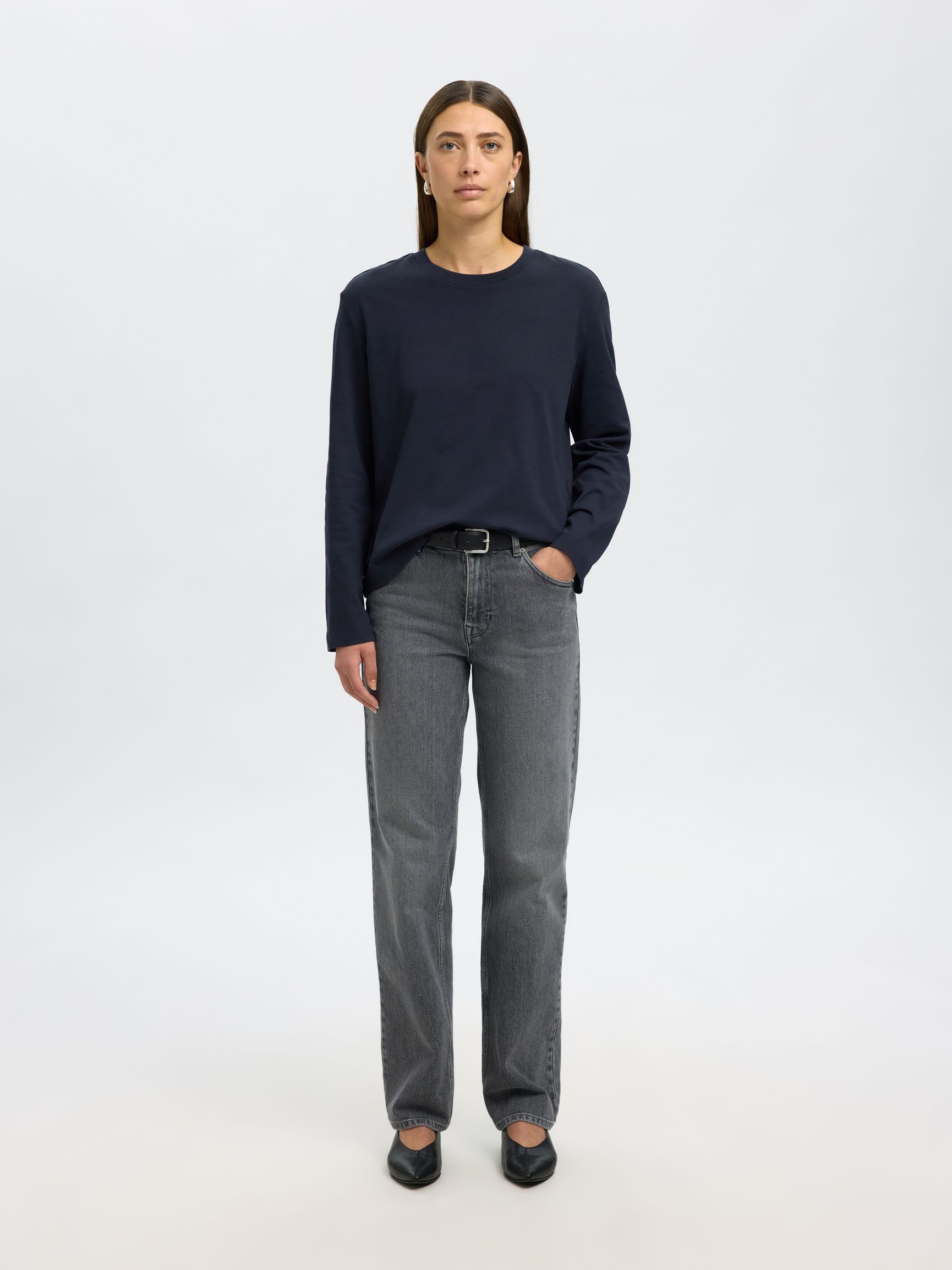 LANGÄRMELIGES BOXY T-SHIRT, Dark Sapphire, highres