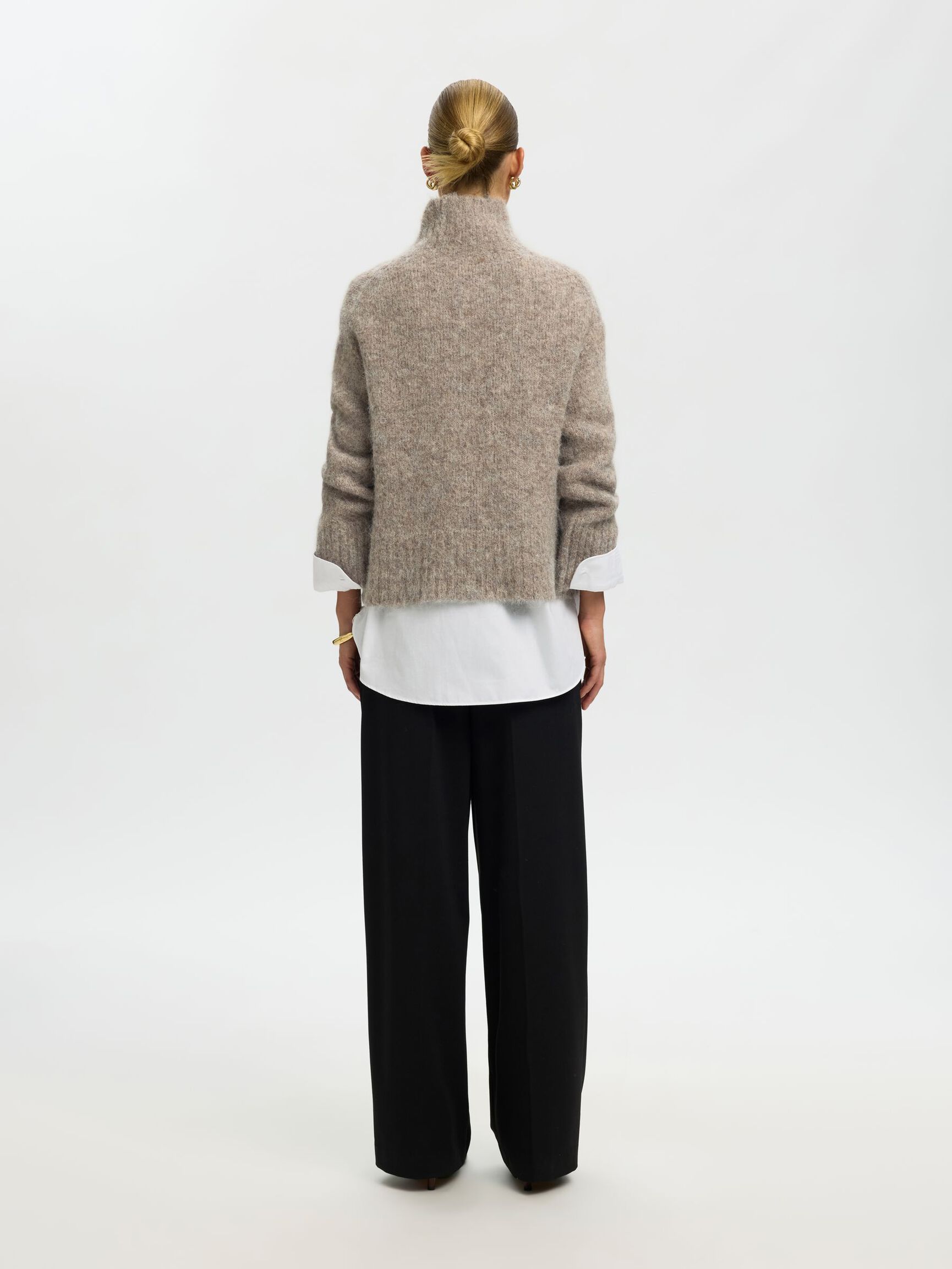 WOOL BLEND HIGH-NECK JUMPER, Steel Gray, highres
