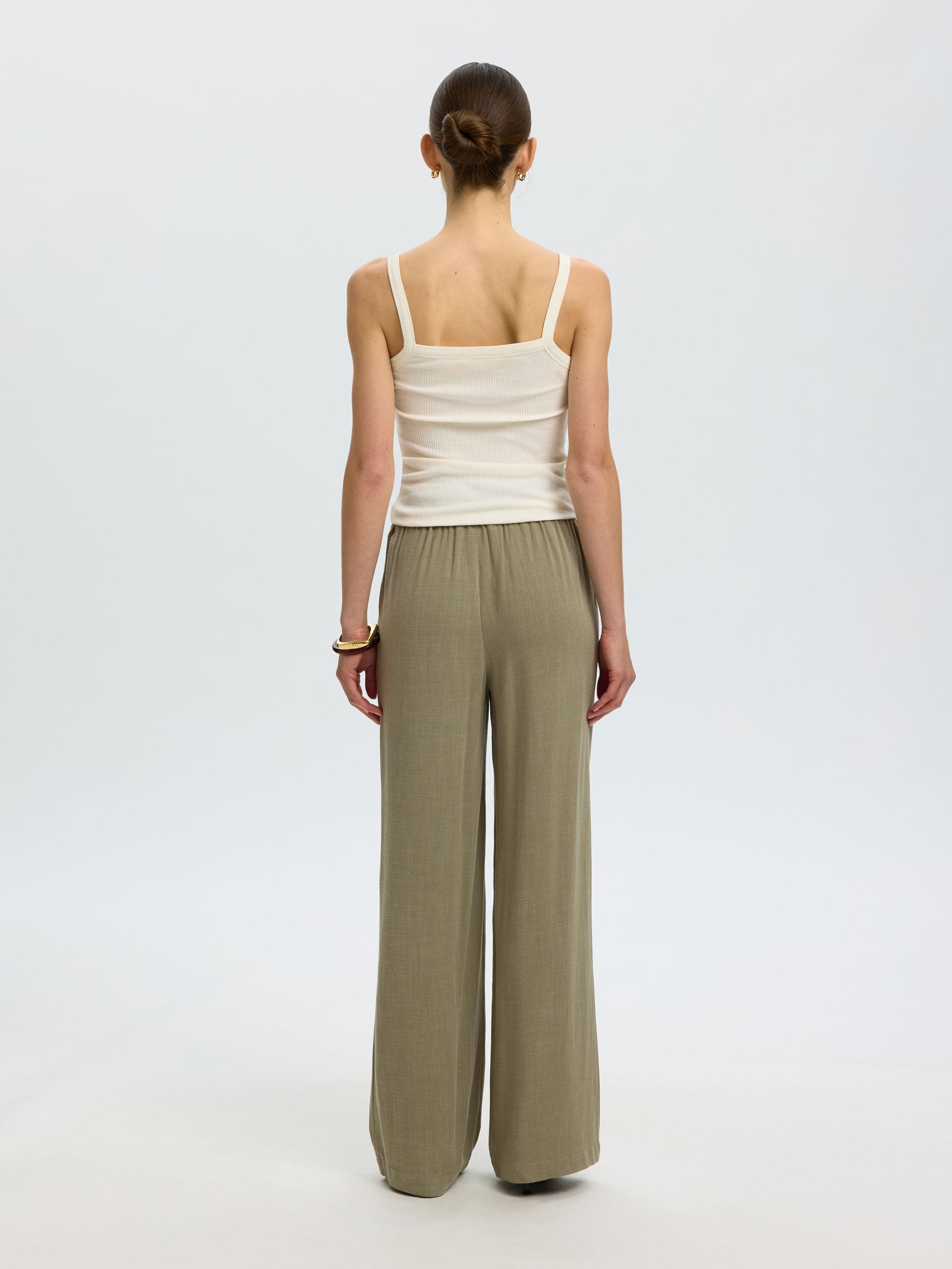 VISCOSE BLEND TROUSERS, Vetiver, highres