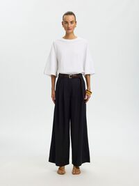 PLEATED WIDE-LEG TROUSERS, Black, highres
