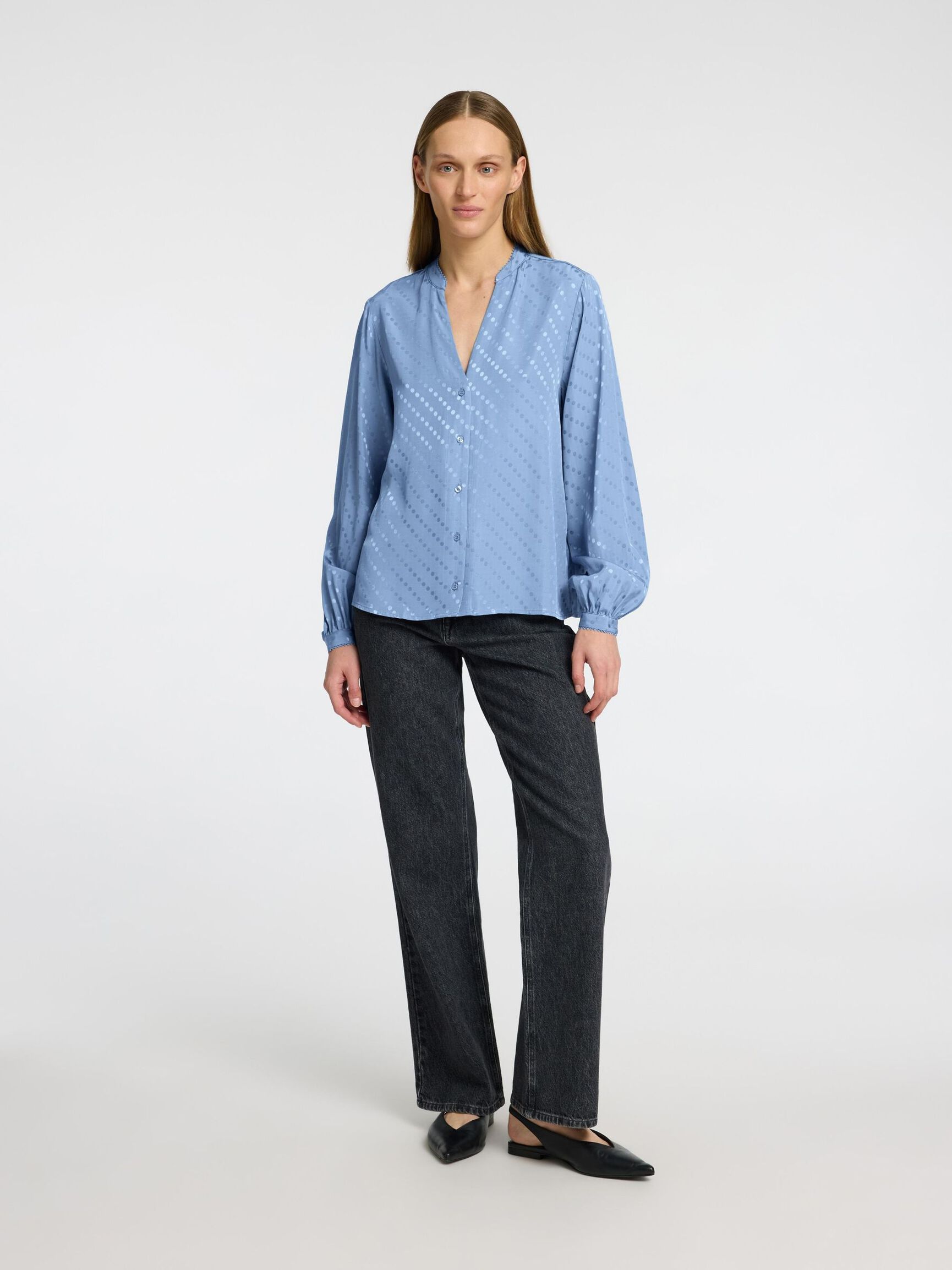 VISCOSEMIX SHIRT MET LANGE MOUWEN, Endless Sky, highres