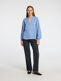 VISCOSEMIX SHIRT MET LANGE MOUWEN, Endless Sky, highres