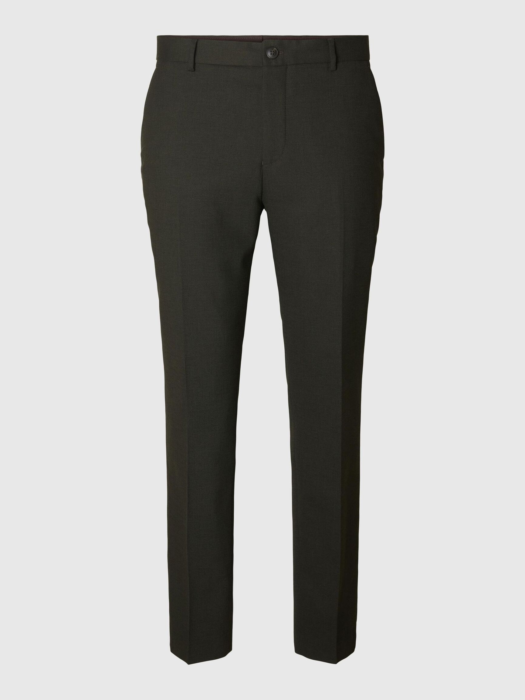 WOVEN WOOL BLEND TROUSERS, Dark Green, highres