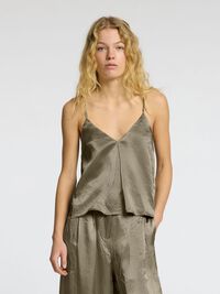 V-AUSSCHNITT SPAGHETTITRÄGER-TOP, Vetiver, highres