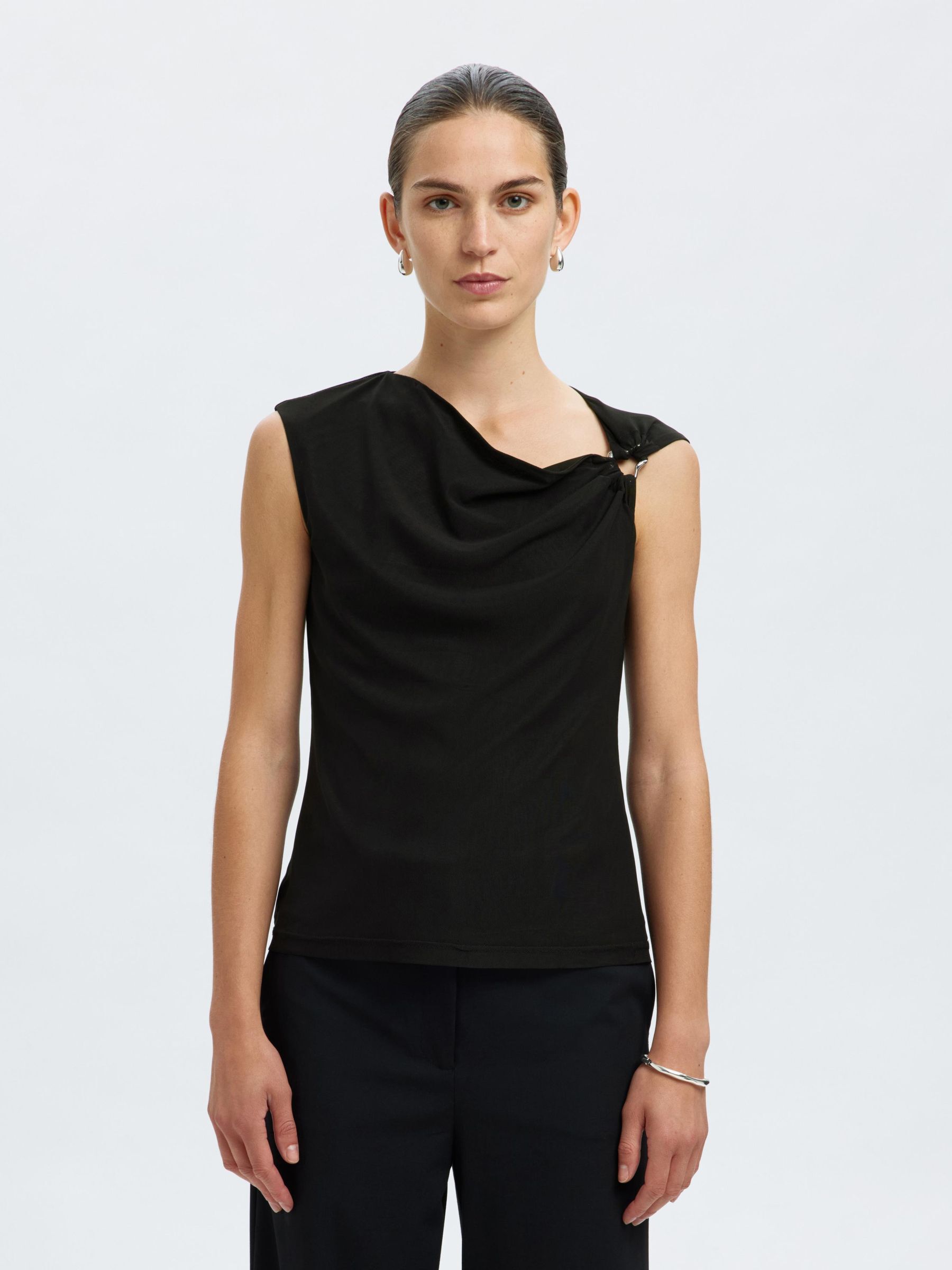 MESH  SLEEVELESS TOP, Black, highres