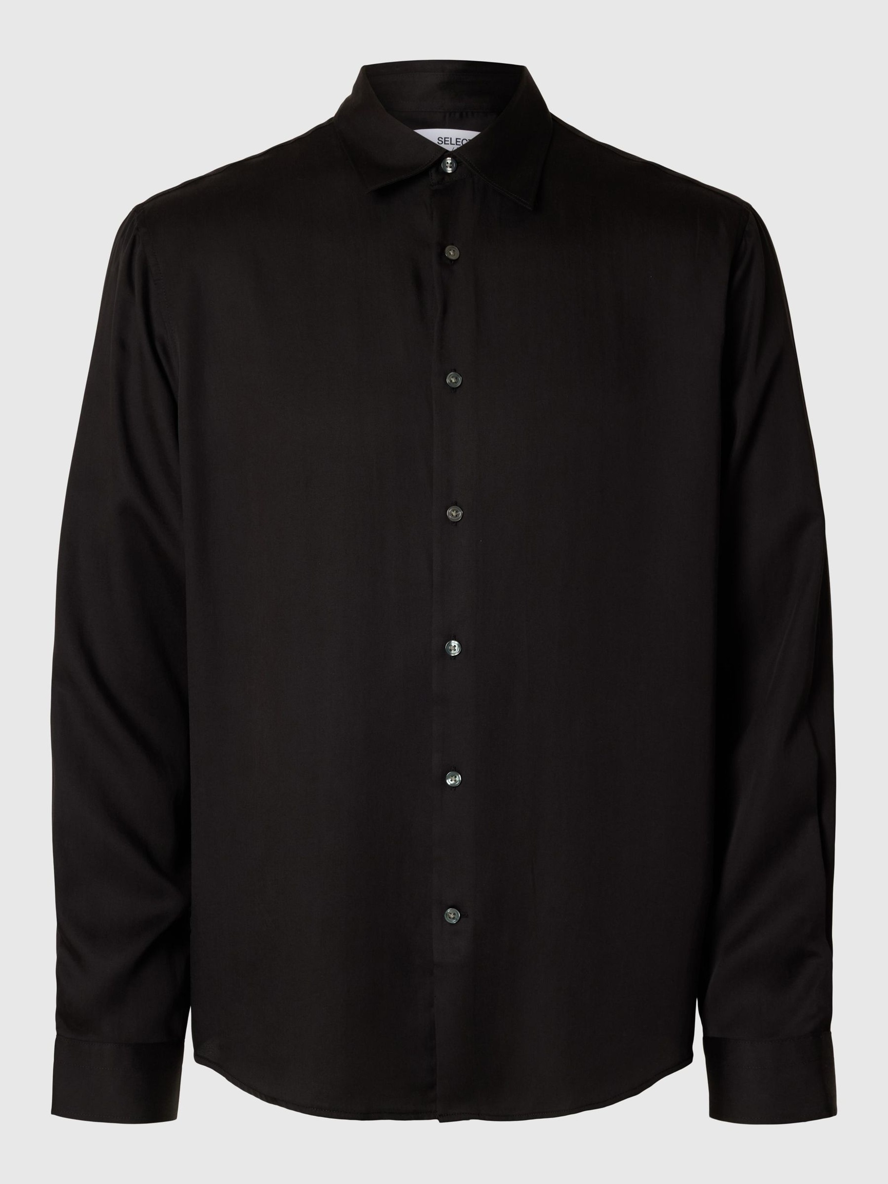 RELAXED FIT SATIJNEN BLOUSE, Black, highres