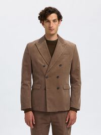 REGULAR FIT CORDUROY  DOUBLE-BREASTED BLAZER, Brownie, highres