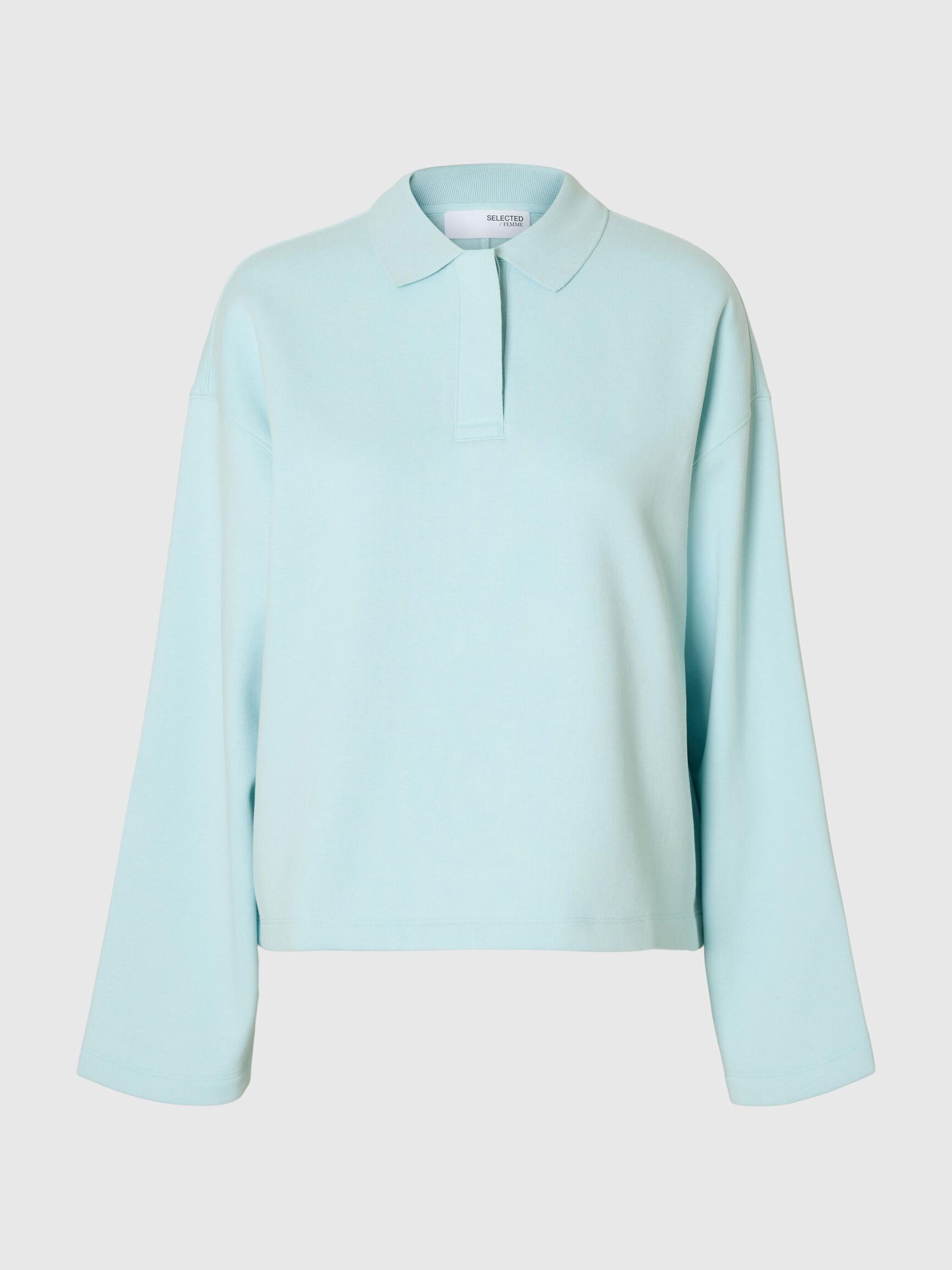 POLO COLLAR SWEATSHIRT, Blue Glow, highres