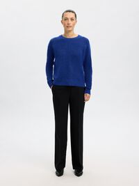LONG-SLEEVED KNITTED JUMPER, Dazzling Blue, highres