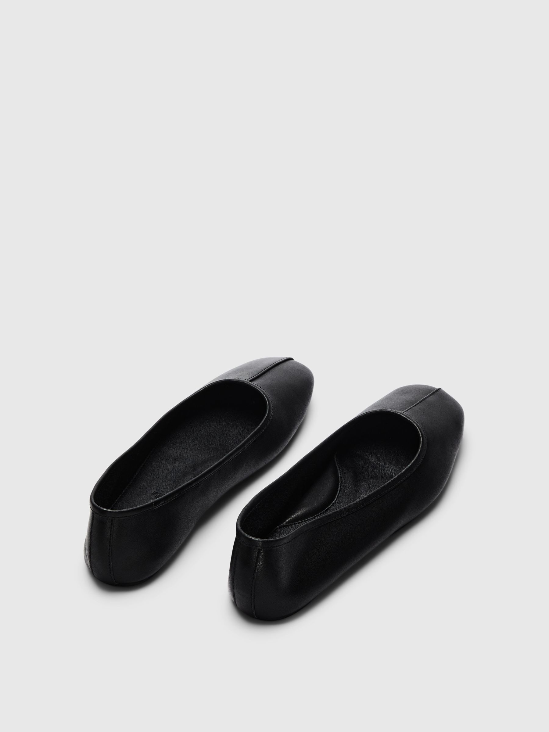 LEATHER BALLET FLATS, Black, highres