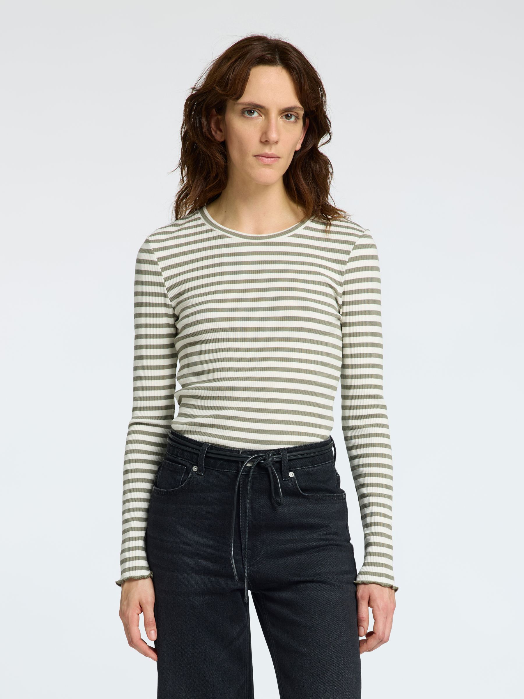 STRIPED LONG-SLEEVED T-SHIRT, Vetiver, highres