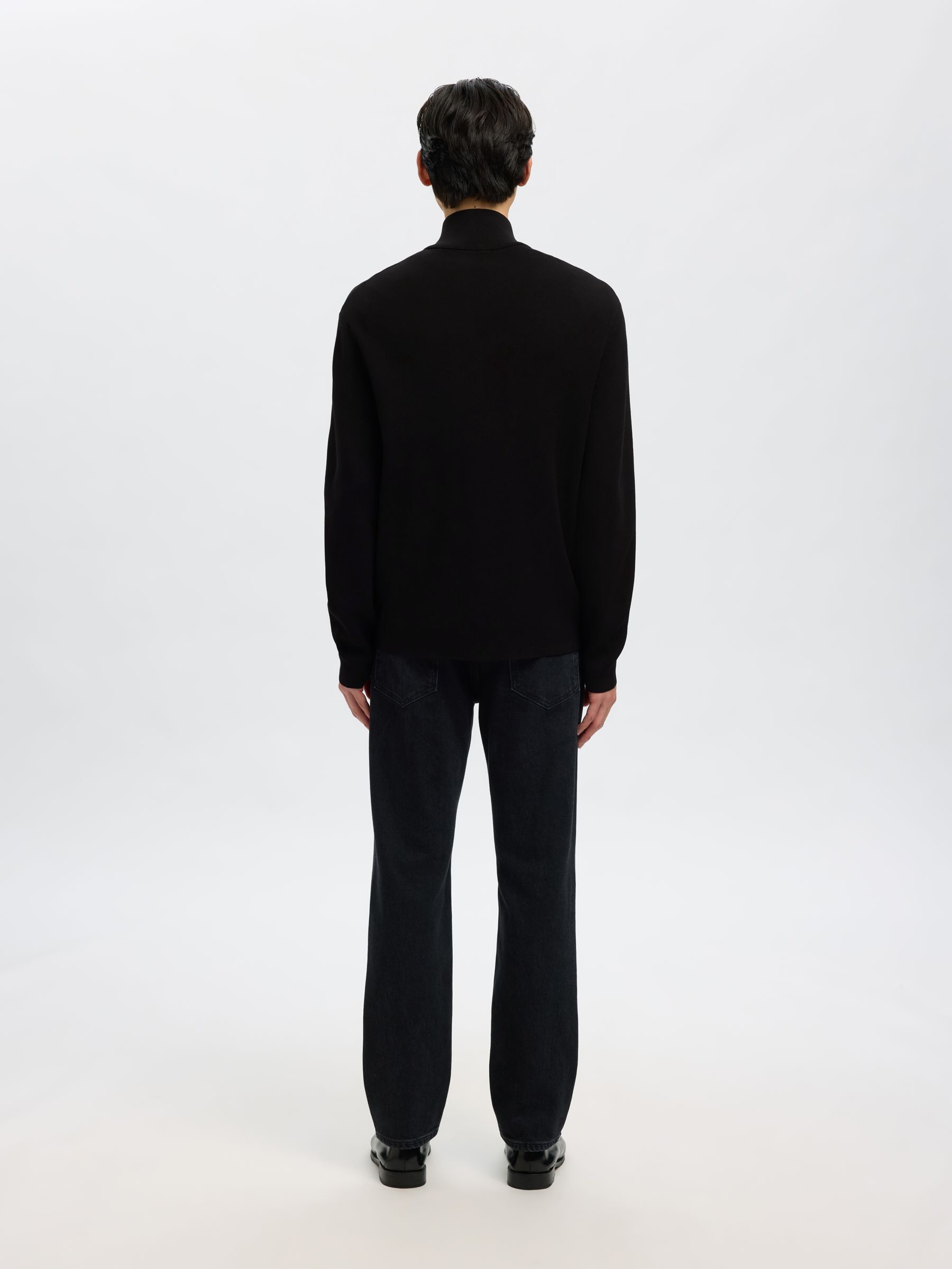 RELAXED FIT STRICKJACKE, Black, highres