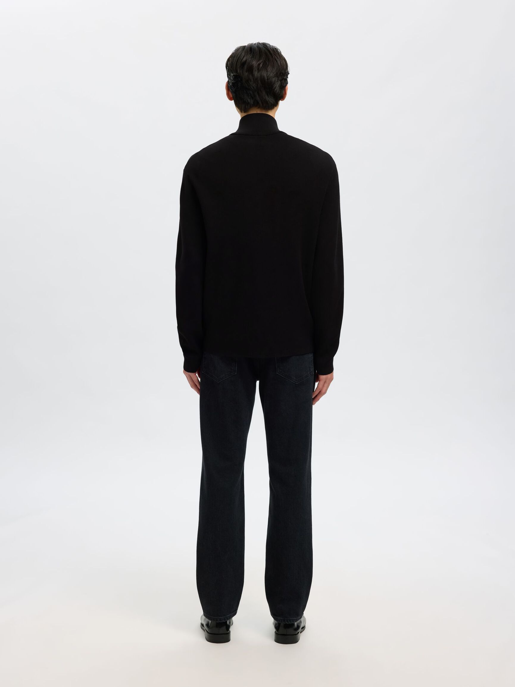 RELAXED FIT STRICKJACKE, Black, highres