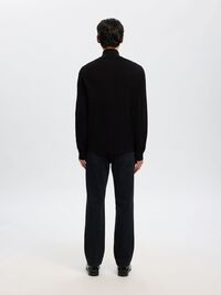 RELAXED FIT STRICKJACKE, Black, highres