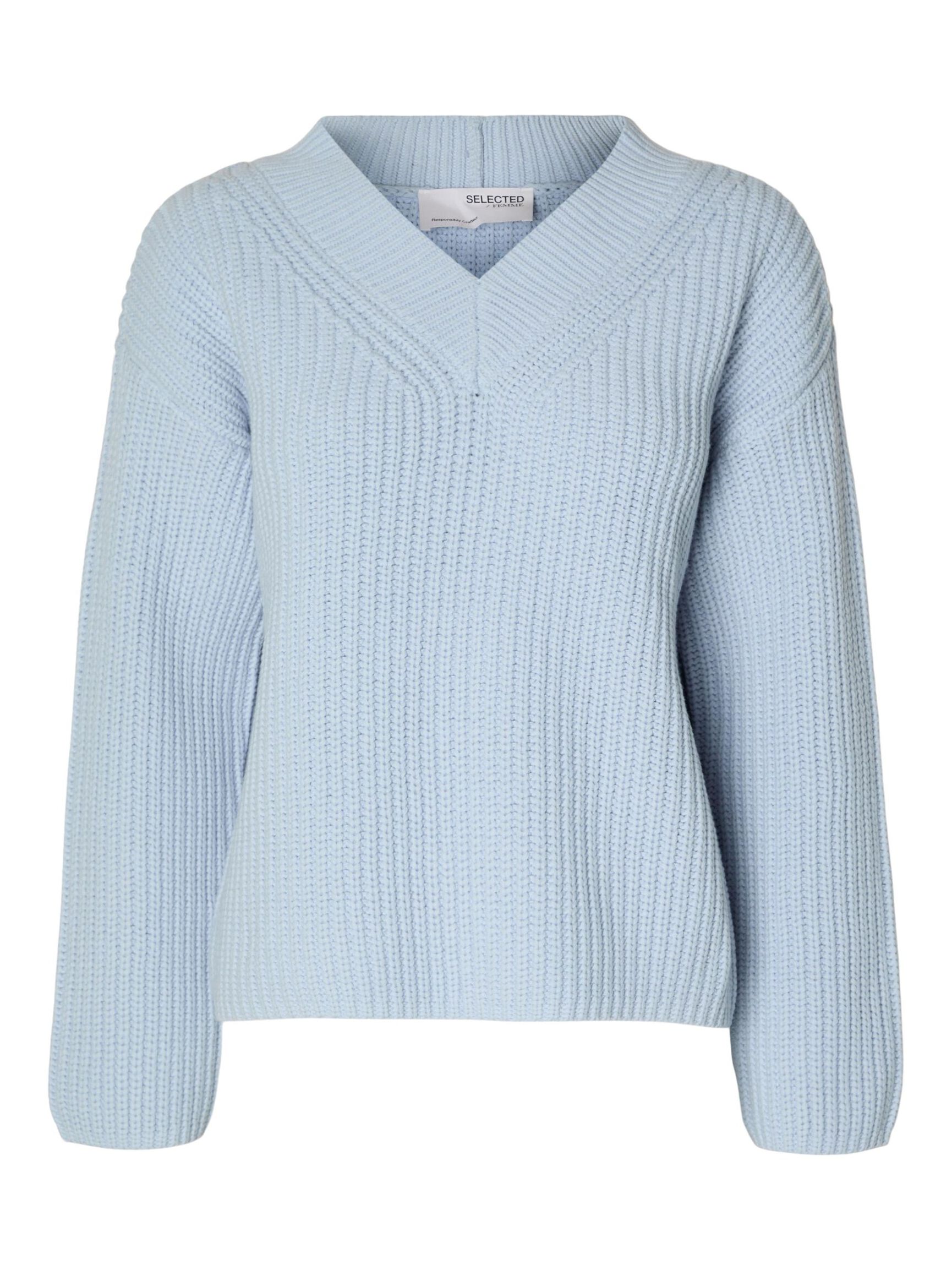 V-AUSSCHNITT STRICKPULLOVER, Cashmere Blue, highres