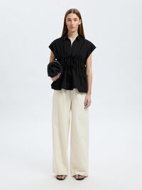 TIE FRONT V-NECK TOP, Black, highres