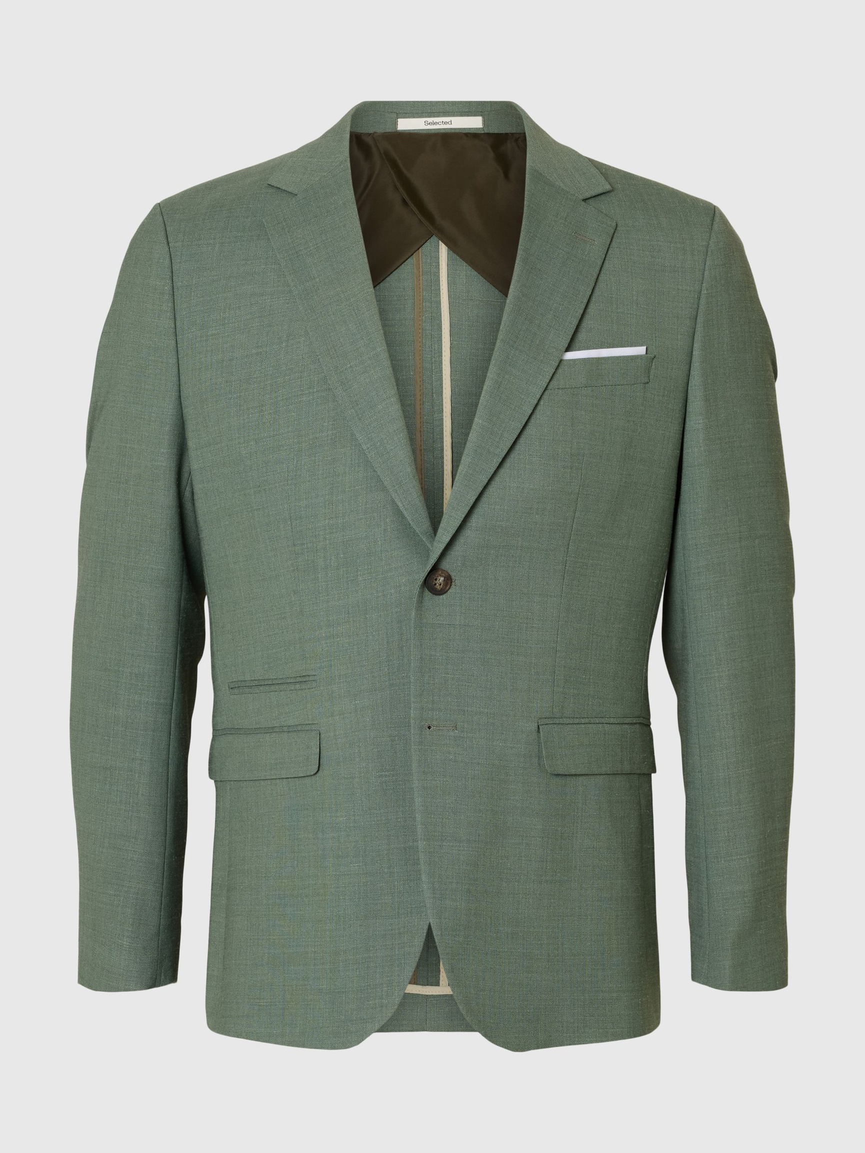 SLIM FIT SINGLE-BREASTED BLAZER, Light Green Melange, highres