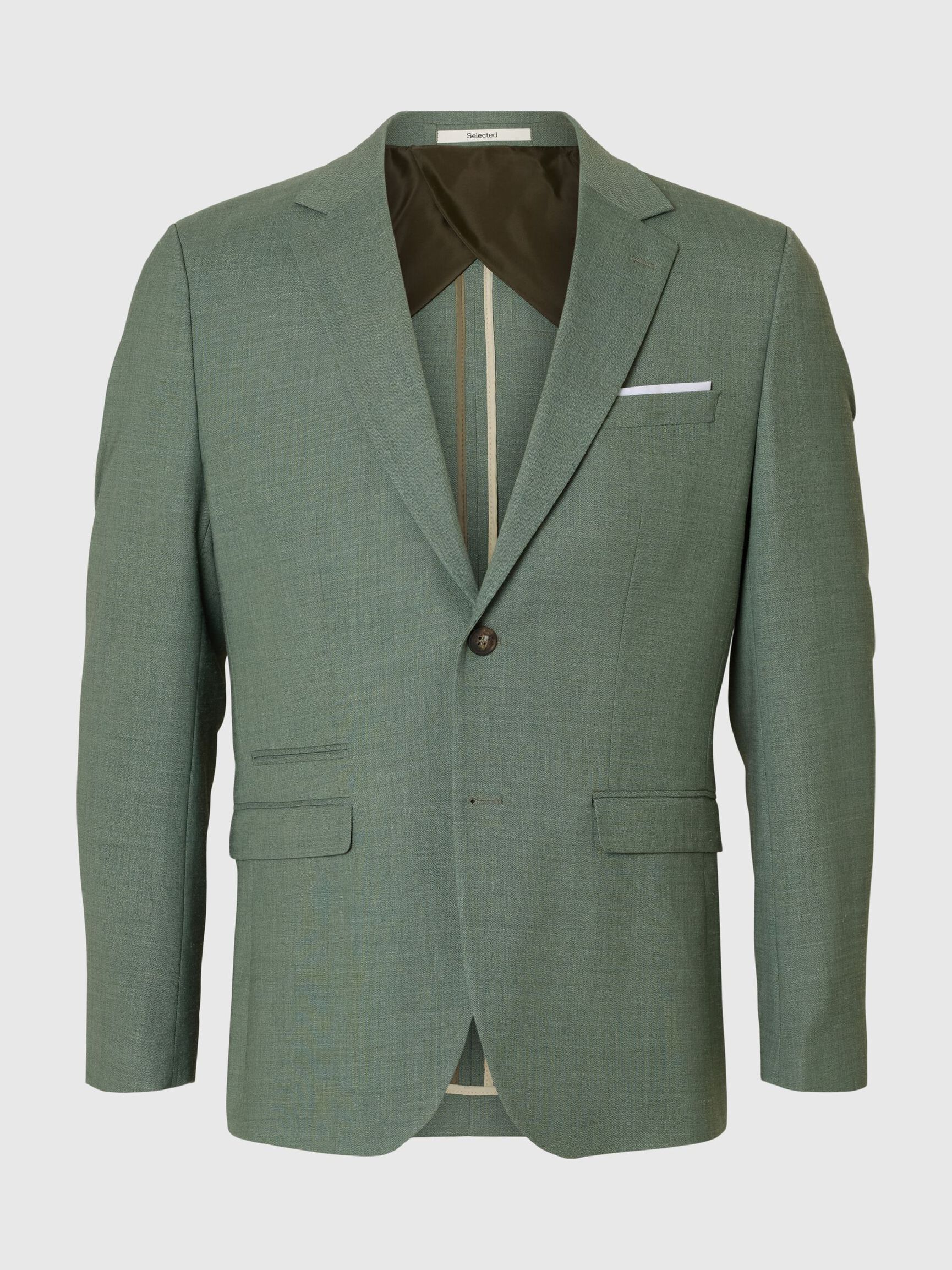 SLIM FIT EINREIHIGER BLAZER, Light Green Melange, highres