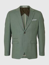 SLIM FIT EINREIHIGER BLAZER, Light Green Melange, highres
