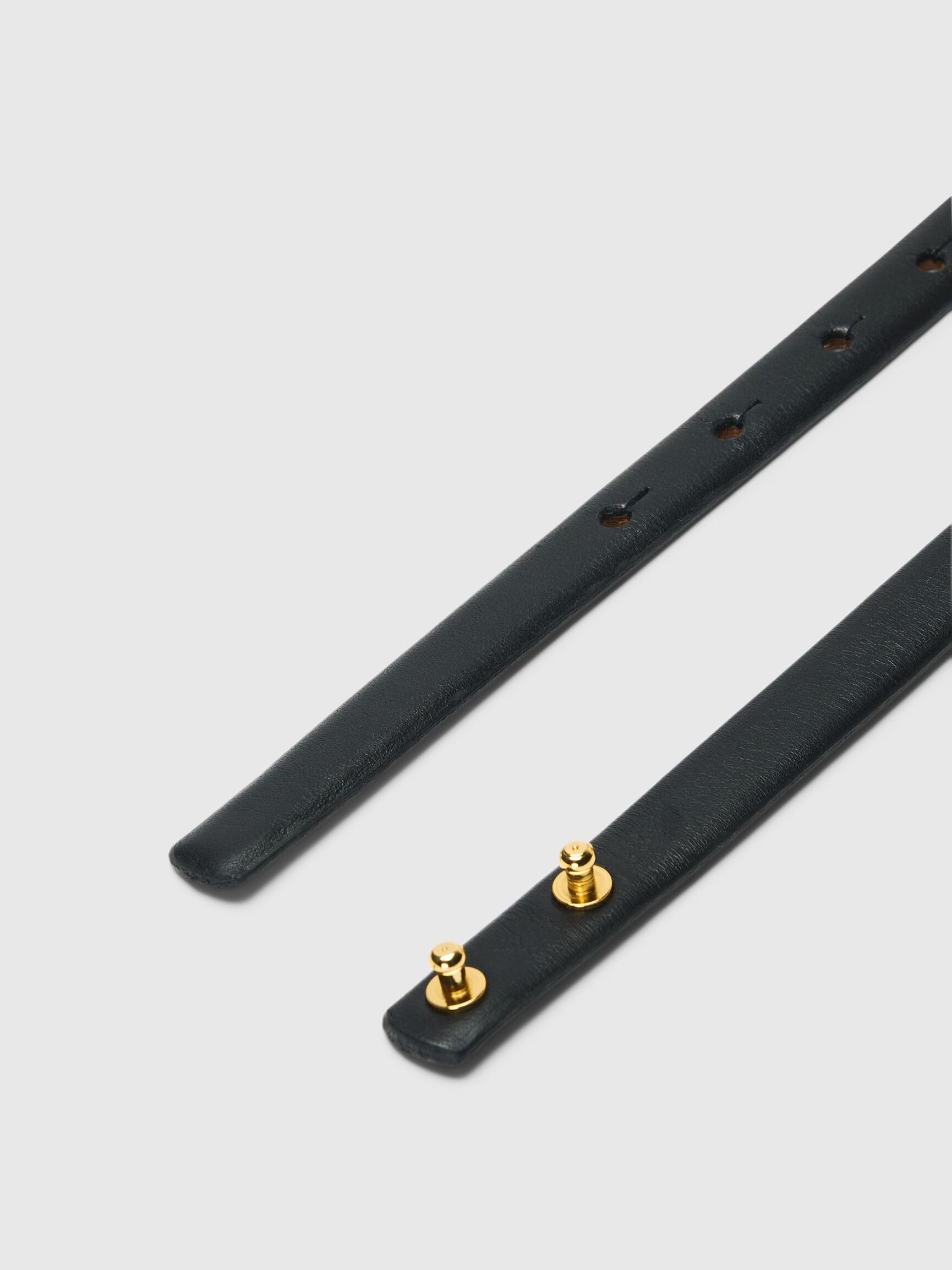 SLIM LEATHER BELT, Black, highres