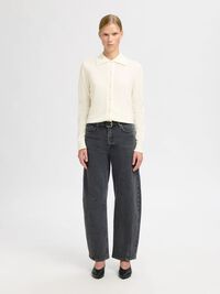 100% MERINO WOOL  LONG-SLEEVED POLO, Egret, highres