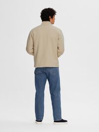 HALF-ZIP PULLOVER, Oatmeal, highres