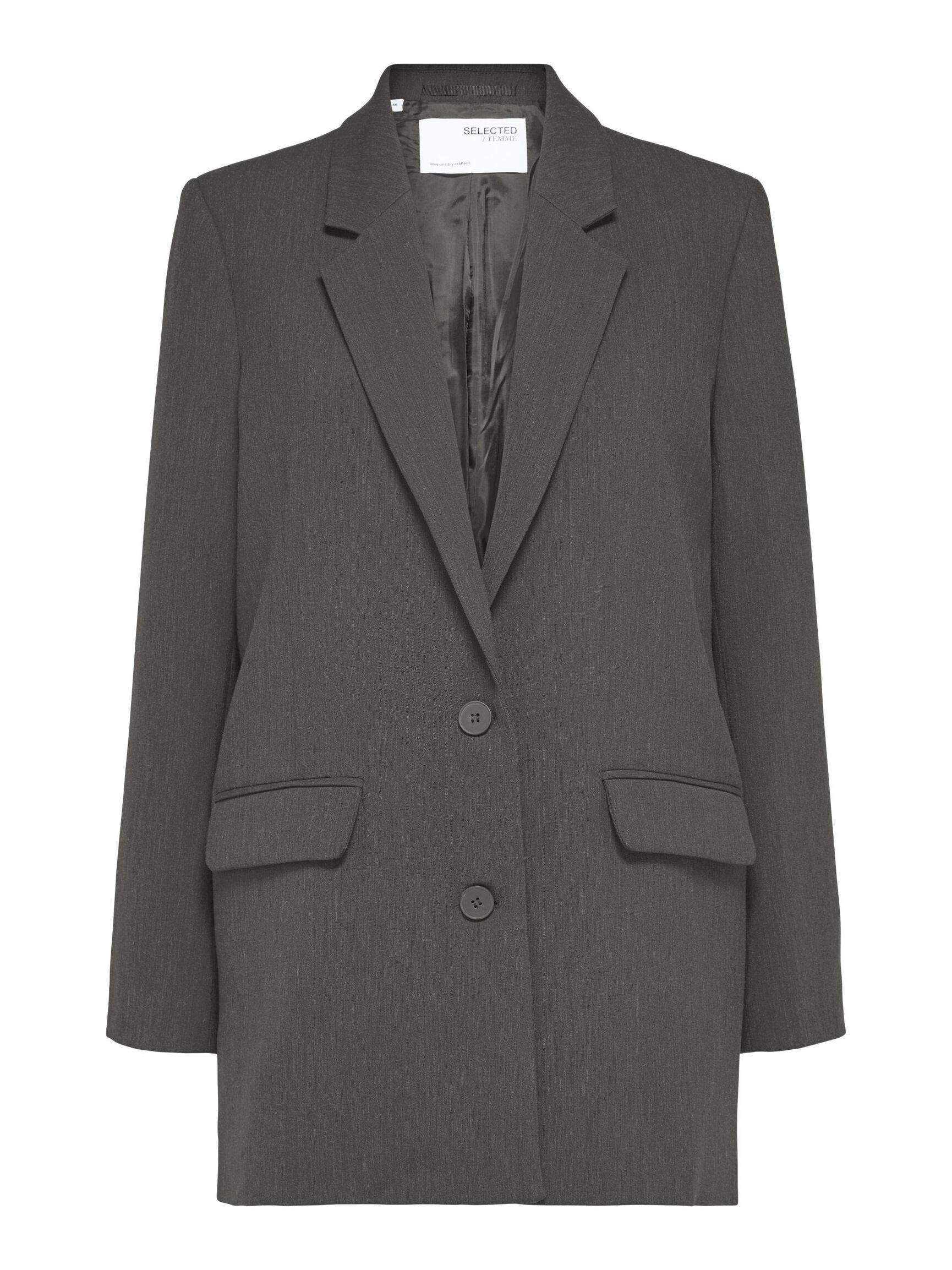 VISCOSEMIX RELAXED BLAZER, Dark Grey Melange, highres