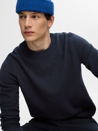 100% KATOEN PULLOVER MET RONDE HALS, Dark Sapphire, highres
