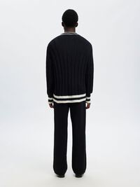 WOOL BLEND V-NECK JUMPER, Sky Captain, highres